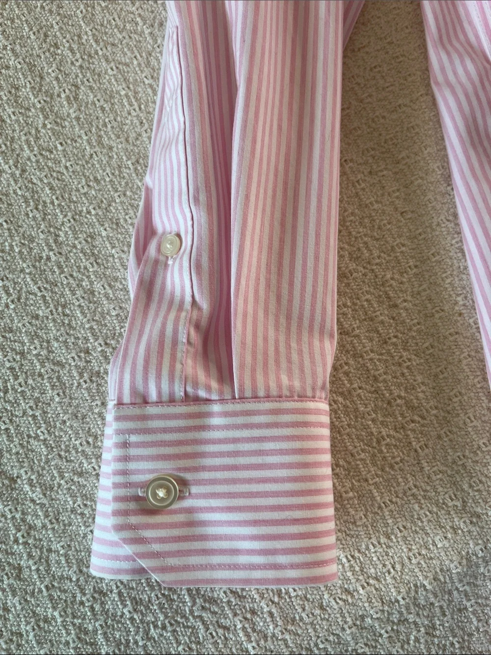 Banana Repubic, Pink Stripe Men's Dress Shirt, Non-Iron standard fit, size large